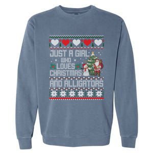 Just A Who Loves Christmas And Alligators Ugly Sweater Gift Garment-Dyed Sweatshirt