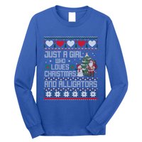 Just A Who Loves Christmas And Alligators Ugly Sweater Gift Long Sleeve Shirt