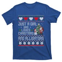 Just A Who Loves Christmas And Alligators Ugly Sweater Gift T-Shirt