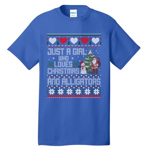 Just A Who Loves Christmas And Alligators Ugly Sweater Gift Tall T-Shirt