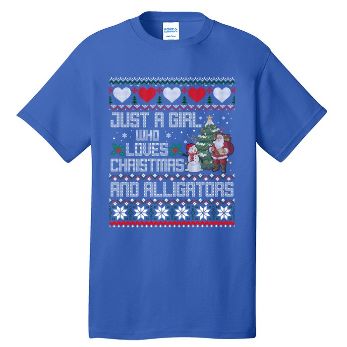 Just A Who Loves Christmas And Alligators Ugly Sweater Gift Tall T-Shirt