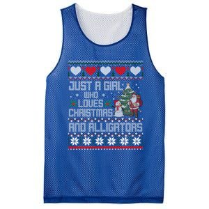 Just A Who Loves Christmas And Alligators Ugly Sweater Gift Mesh Reversible Basketball Jersey Tank