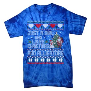 Just A Who Loves Christmas And Alligators Ugly Sweater Gift Tie-Dye T-Shirt