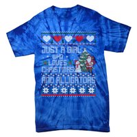 Just A Who Loves Christmas And Alligators Ugly Sweater Gift Tie-Dye T-Shirt