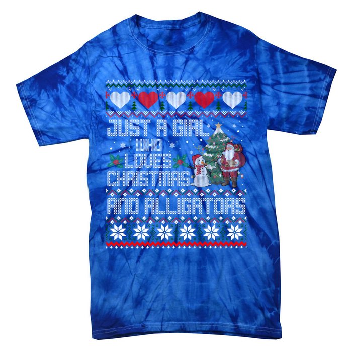 Just A Who Loves Christmas And Alligators Ugly Sweater Gift Tie-Dye T-Shirt