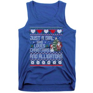 Just A Who Loves Christmas And Alligators Ugly Sweater Gift Tank Top