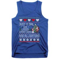 Just A Who Loves Christmas And Alligators Ugly Sweater Gift Tank Top