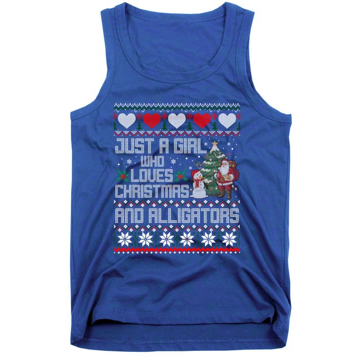 Just A Who Loves Christmas And Alligators Ugly Sweater Gift Tank Top