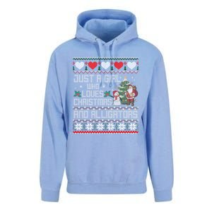 Just A Who Loves Christmas And Alligators Ugly Sweater Gift Unisex Surf Hoodie