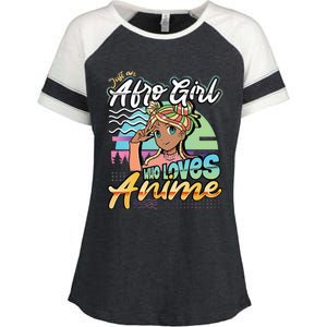 Just A Who Loves Anime African American Afro Enza Ladies Jersey Colorblock Tee