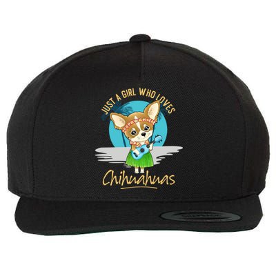 Just A Who Loves Chihuahuas Ukulele Beach Chihuahuas Gift Wool Snapback Cap