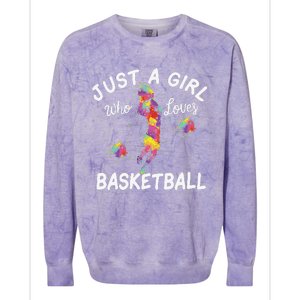 Just A  Who Loves Basketball sport lovers Funny Colorblast Crewneck Sweatshirt