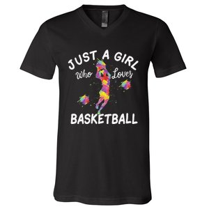 Just A  Who Loves Basketball sport lovers Funny V-Neck T-Shirt