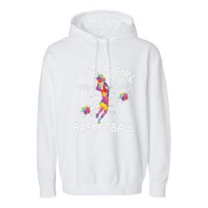 Just A  Who Loves Basketball sport lovers Funny Garment-Dyed Fleece Hoodie