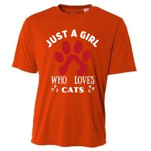 Just A Who Loves Cats Valentines Day Cats Funny Gift Cooling Performance Crew T-Shirt