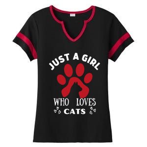 Just A Who Loves Cats Valentines Day Cats Funny Gift Ladies Halftime Notch Neck Tee