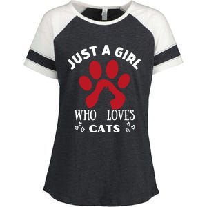 Just A Who Loves Cats Valentines Day Cats Funny Gift Enza Ladies Jersey Colorblock Tee