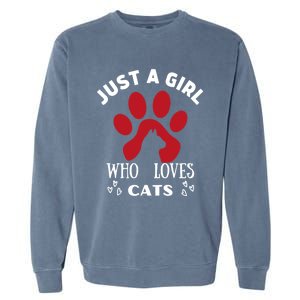 Just A Who Loves Cats Valentines Day Cats Funny Gift Garment-Dyed Sweatshirt