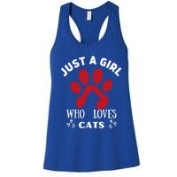 Just A Who Loves Cats Valentines Day Cats Funny Gift Women's Racerback Tank