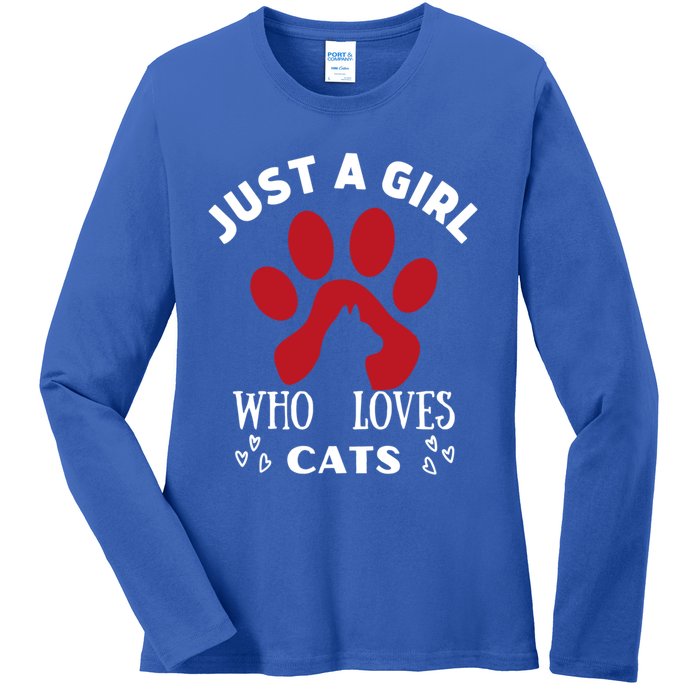 Just A Who Loves Cats Valentines Day Cats Funny Gift Ladies Long Sleeve Shirt