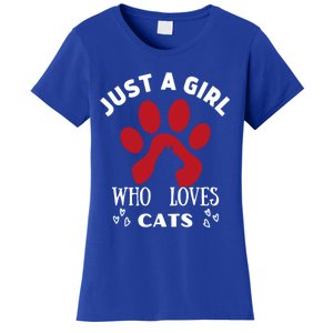 Just A Who Loves Cats Valentines Day Cats Funny Gift Women's T-Shirt