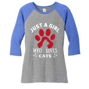 Just A Who Loves Cats Valentines Day Cats Funny Gift Women's Tri-Blend 3/4-Sleeve Raglan Shirt