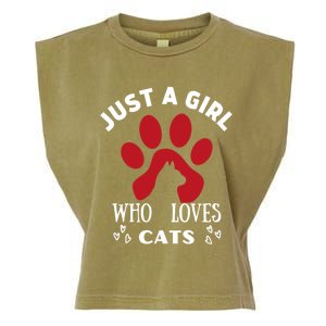 Just A Who Loves Cats Valentines Day Cats Funny Gift Garment-Dyed Women's Muscle Tee