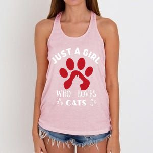 Just A Who Loves Cats Valentines Day Cats Funny Gift Women's Knotted Racerback Tank