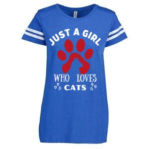 Just A Who Loves Cats Valentines Day Cats Funny Gift Enza Ladies Jersey Football T-Shirt