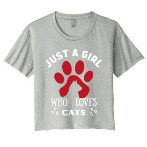 Just A Who Loves Cats Valentines Day Cats Funny Gift Women's Crop Top Tee