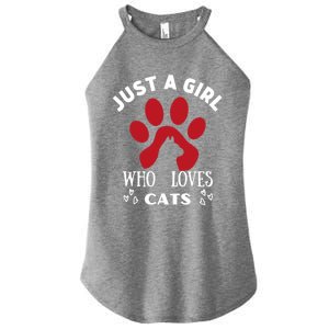 Just A Who Loves Cats Valentines Day Cats Funny Gift Women's Perfect Tri Rocker Tank