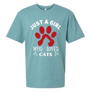 Just A Who Loves Cats Valentines Day Cats Funny Gift Sueded Cloud Jersey T-Shirt