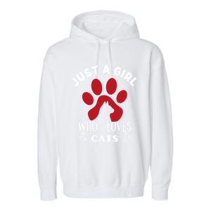 Just A Who Loves Cats Valentines Day Cats Funny Gift Garment-Dyed Fleece Hoodie