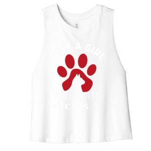 Just A Who Loves Cats Valentines Day Cats Funny Gift Women's Racerback Cropped Tank