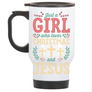 Just A Who Loves Christmas And Jesus Cute Christian Gift Stainless Steel Travel Mug