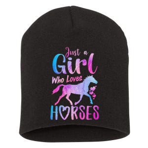 Just A Who Loves Horses Riding Cute Horse Short Acrylic Beanie