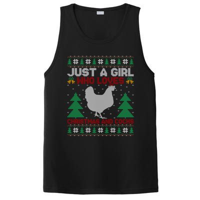 Just A Who Loves Christmas And Cocks Chicken Christmas Funny Gift PosiCharge Competitor Tank