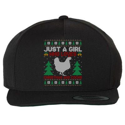 Just A Who Loves Christmas And Cocks Chicken Christmas Funny Gift Wool Snapback Cap