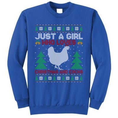 Just A Who Loves Christmas And Cocks Chicken Christmas Funny Gift Sweatshirt