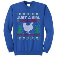 Just A Who Loves Christmas And Cocks Chicken Christmas Funny Gift Tall Sweatshirt