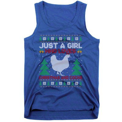 Just A Who Loves Christmas And Cocks Chicken Christmas Funny Gift Tank Top