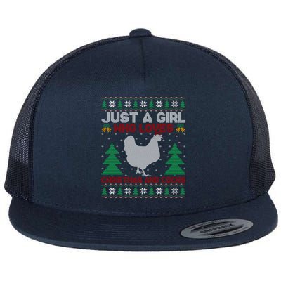 Just A Who Loves Christmas And Cocks Chicken Christmas Funny Gift Flat Bill Trucker Hat