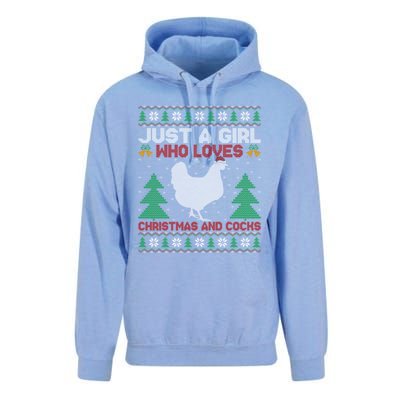 Just A Who Loves Christmas And Cocks Chicken Christmas Funny Gift Unisex Surf Hoodie