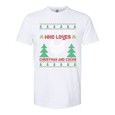 Just A Who Loves Christmas And Cocks Chicken Christmas Funny Gift Softstyle CVC T-Shirt