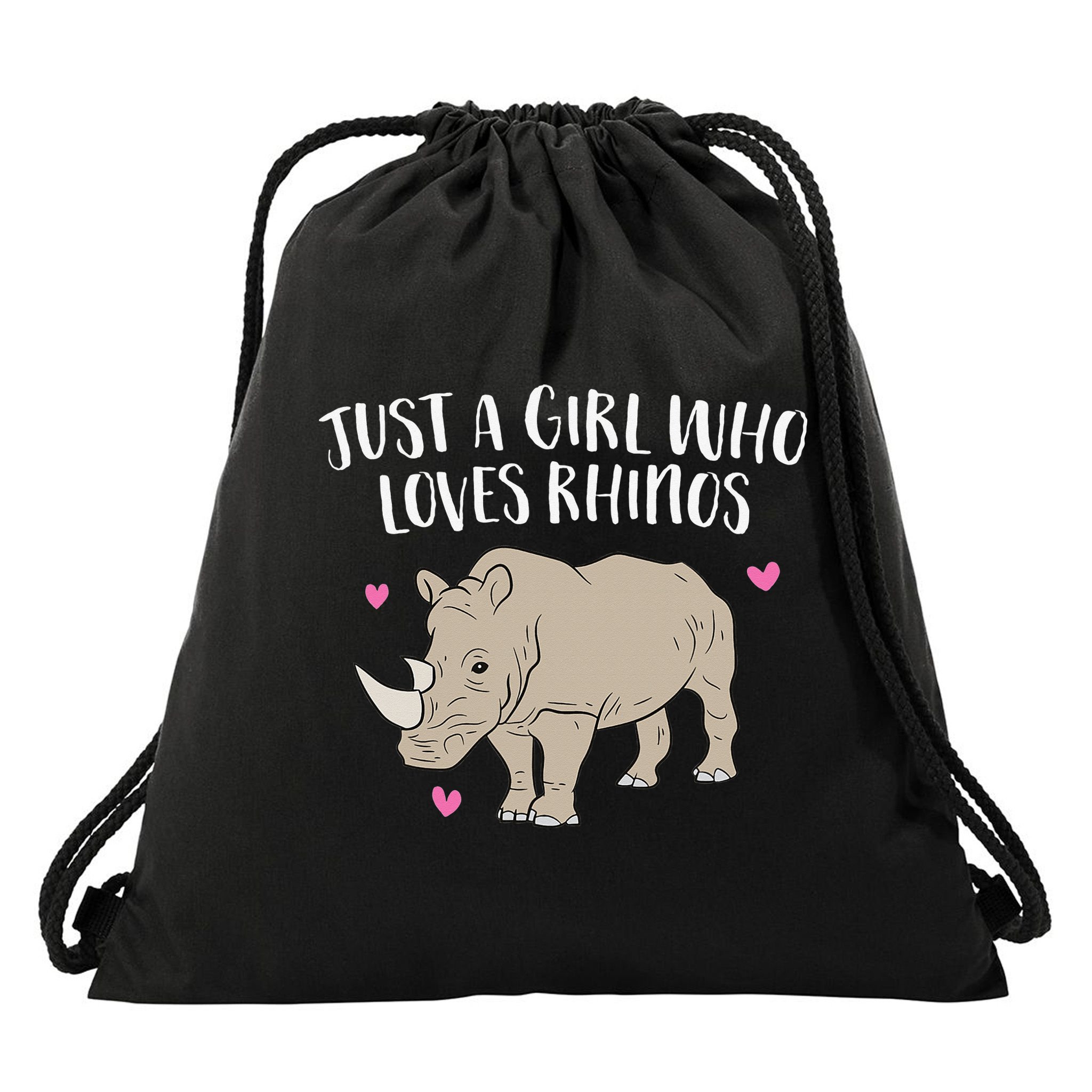 Just a Who Loves Rhinos Cute Rhinoceros Lover Drawstring Bag