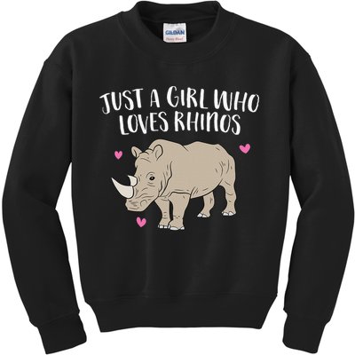 Just a Who Loves Rhinos Cute Rhinoceros Lover Kids Sweatshirt