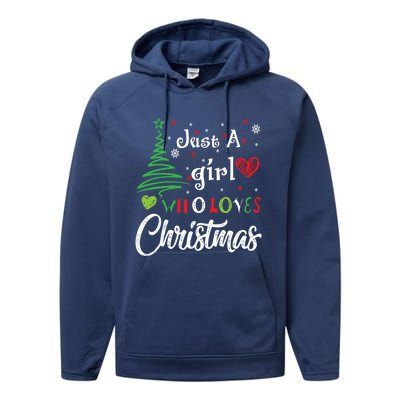 Just A Who Loves Christmas Funny Design Gift Performance Fleece Hoodie