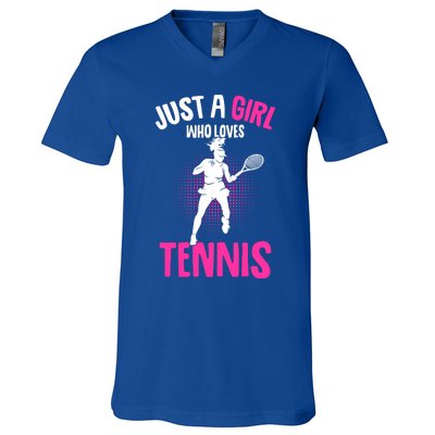 Just A Who Loves Tennis Player Gift V-Neck T-Shirt