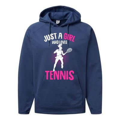 Just A Who Loves Tennis Player Gift Performance Fleece Hoodie