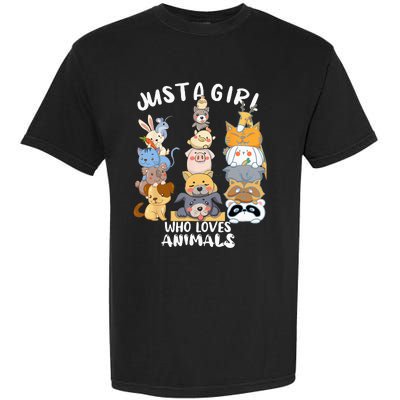 Just A Who Loves Animals Dog Cat Horse Cow Giraffe Bird Garment-Dyed Heavyweight T-Shirt